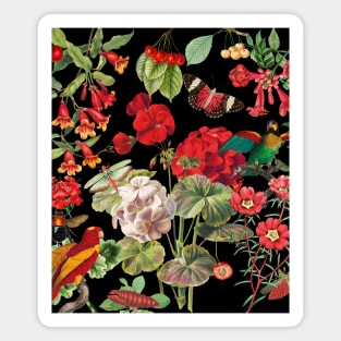 Flowers Butterflies Vintage Garden Pattern Magnet